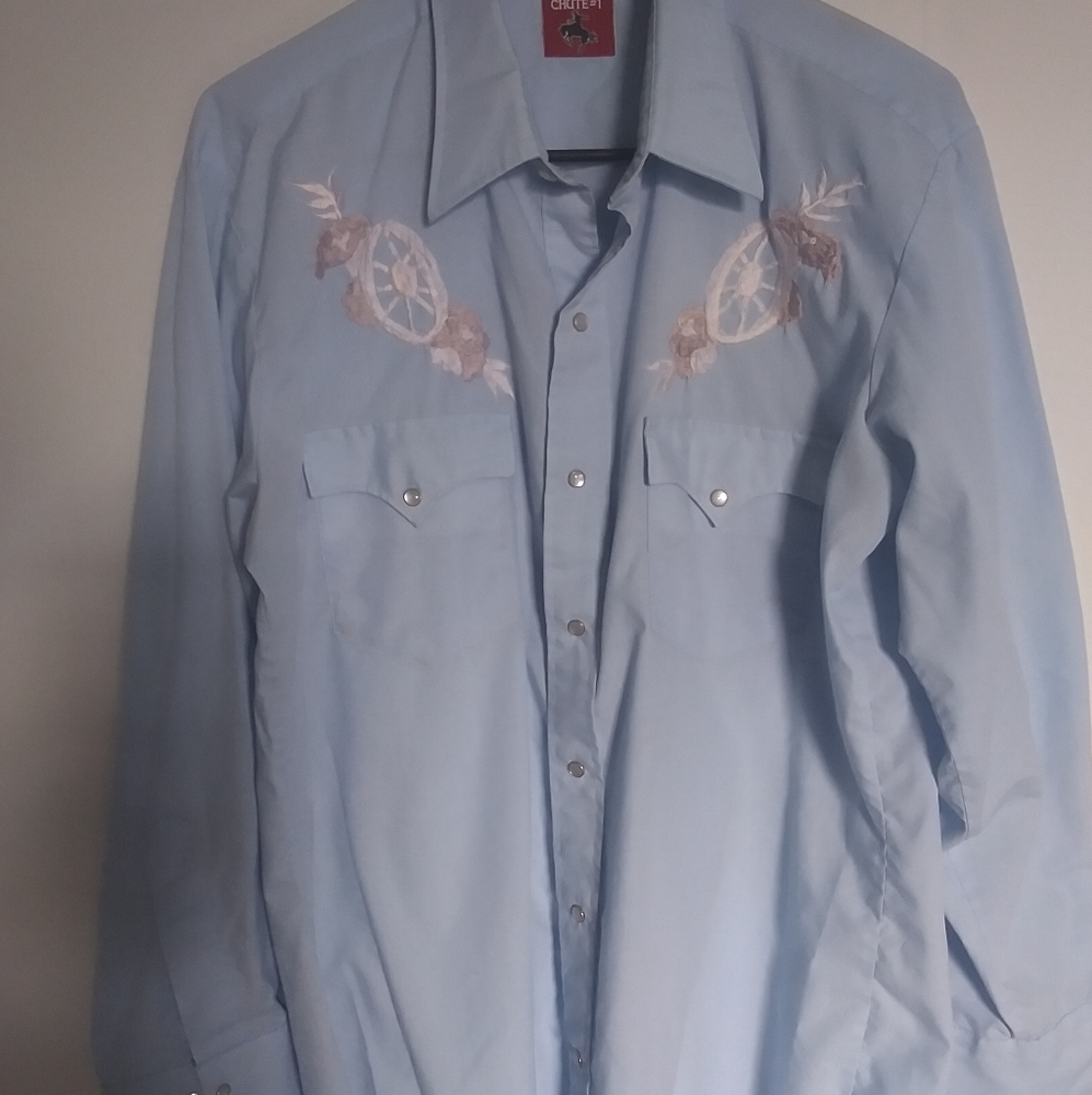 Vintage Western Pearl Snap Shirt Embroidered